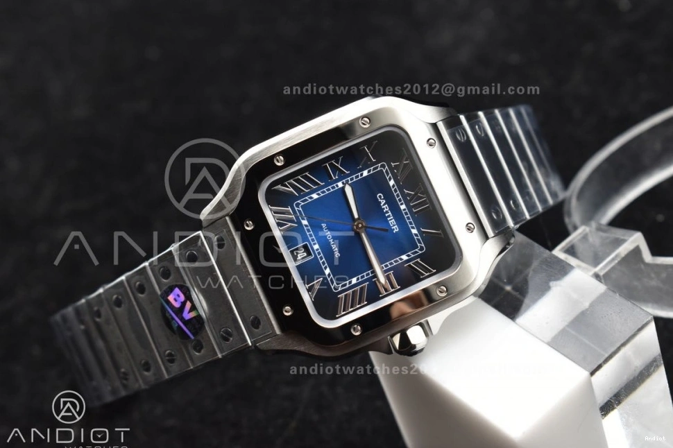 Blue 1:1 Santos BVF Best SS SmartLinks Dial Cartier Bracelet Edition on 9015 MIYOTA V2 de 40mm SS 0119